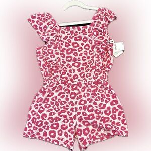 🆕 Brand New Harper Canyon Girls Romper- pink leopard print- size 8!